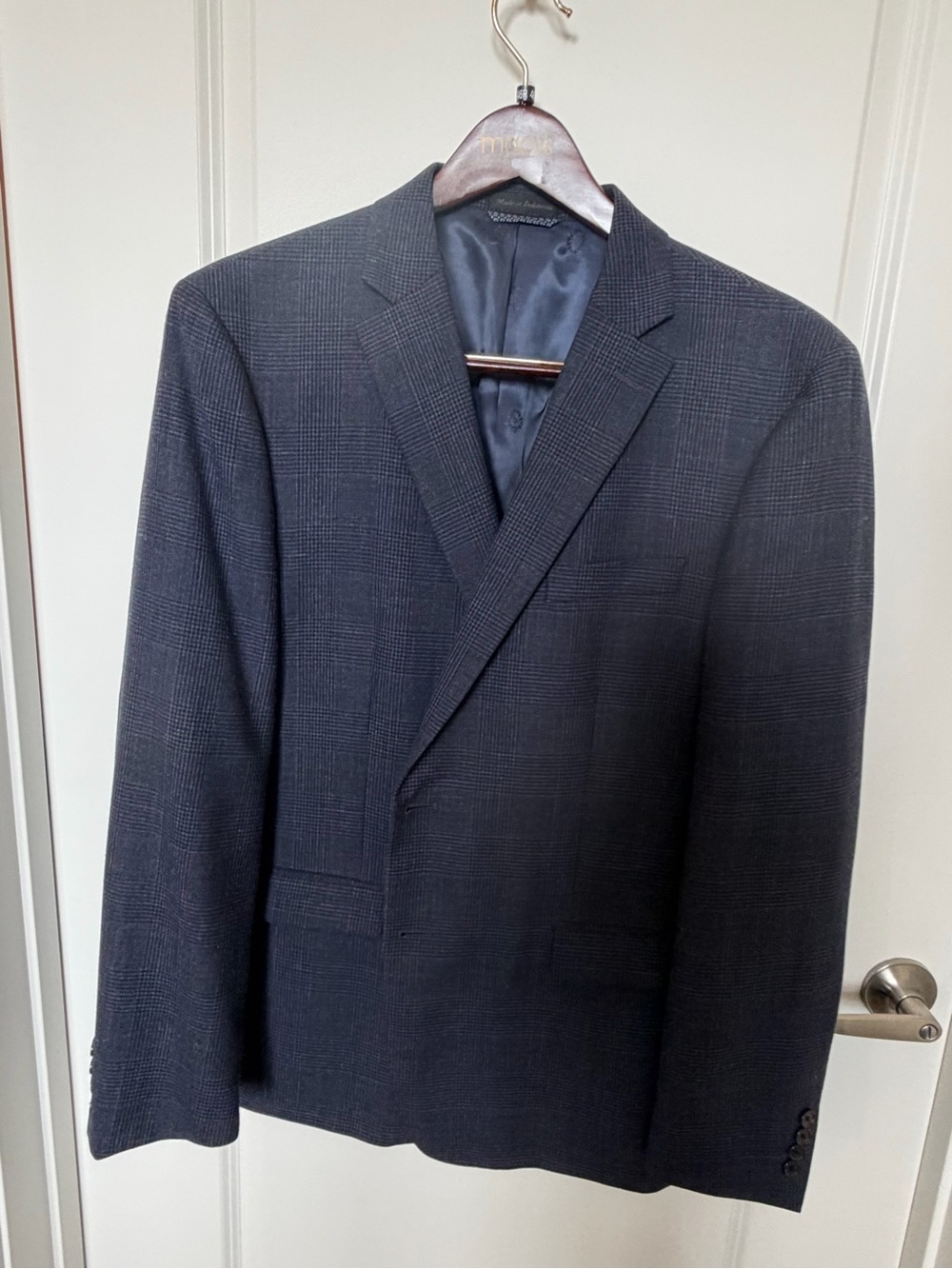 Lauren Ralph Lauren Men’s Blue Gray Glen Plaid Wool Linen